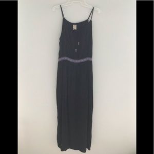 Black maxi dress with embroidered waist detail